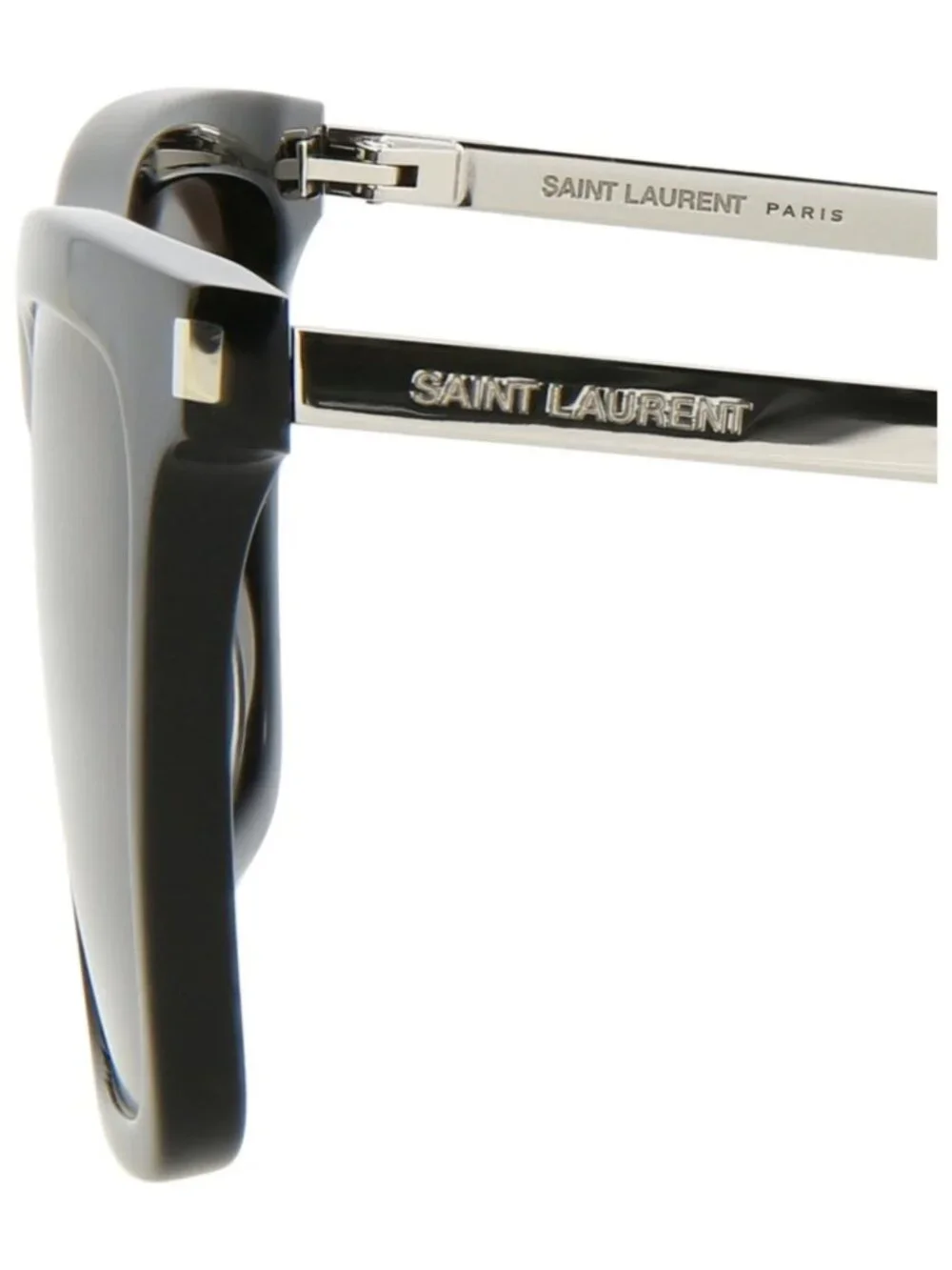 New Saint Laurent Women's Sunglasses Square Rectangle Acetate Frame Black Silver